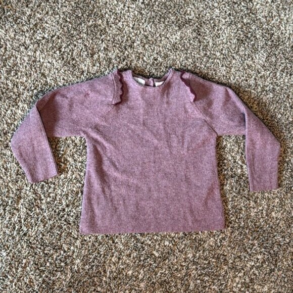 Zara Toddler Long Sleeve Shirt Size 2/3 With Ruffles Purple - Picture 2 of 6